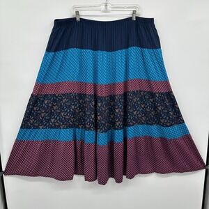 Vintage Carole Little Maxi Skirt Size‎ 24 Flowy Patchwork Prairie Cottagecore